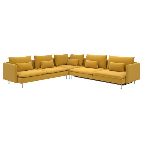 IKEA - SÖDERHAMN, 6-seat corner sofa with bed, kelinge dark yellow