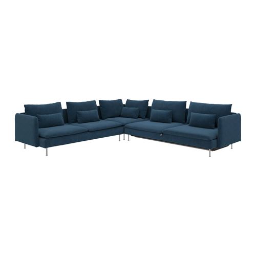 IKEA - SÖDERHAMN, 6-seat corner sofa with bed, kelinge dark blue