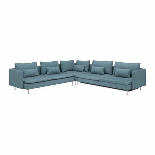 IKEA - SÖDERHAMN, 6-seat corner sofa with bed, fridtuna dark grey-blue