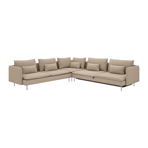 IKEA - SÖDERHAMN, 6-seat corner sofa with bed, kelinge beige