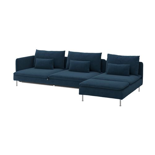 IKEA - SÖDERHAMN, 4-seat corner sofa with bed, kelinge dark blue
