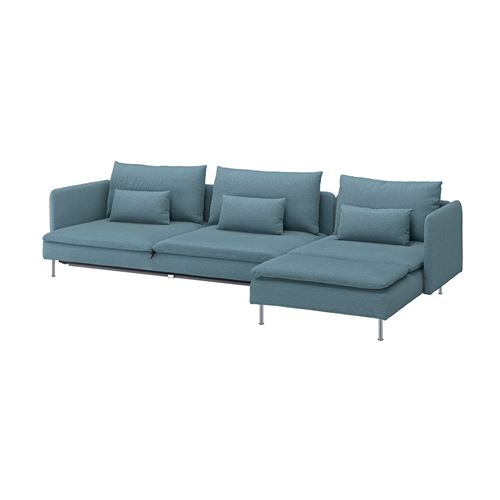 IKEA - SÖDERHAMN, 4-seat corner sofa with bed, fridtuna dark grey-blue