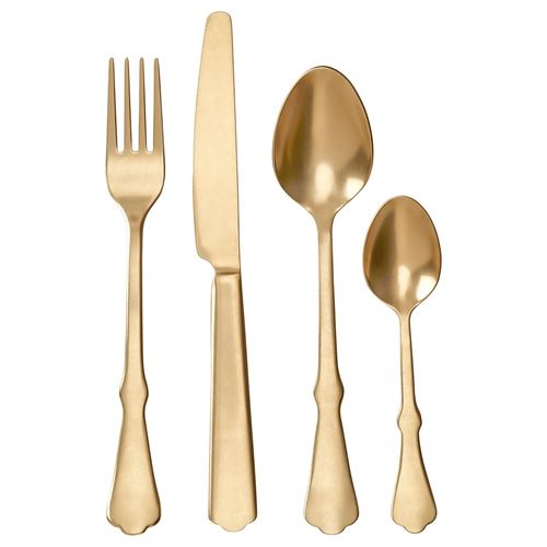 IKEA - NATTKLOT, cutlery for 6 people, golden colour
