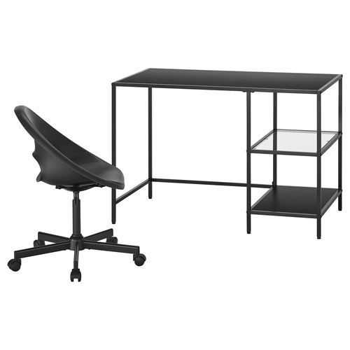 IKEA - VITTSJÖ/ELDBERGET, sliding door-wardrobe, dark grey/black