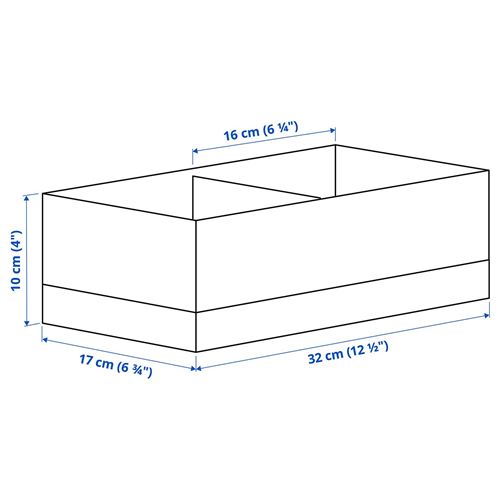 IKEA - STUK, box with compartments, white/black, 17x32x10 cm