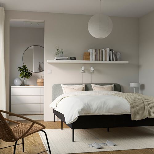 IKEA - SLATTUM, bed cover, grey/beige, 160 cm