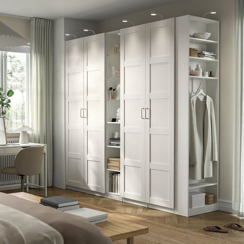 IKEA - PAX/BERGSBO, PAX wardrobe, white, 255x60x236 cm