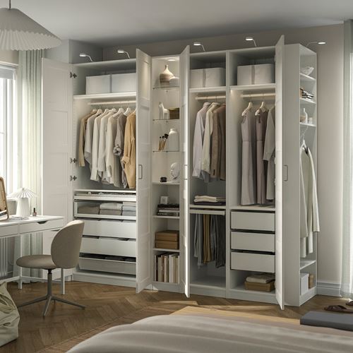 IKEA - PAX/BERGSBO, PAX wardrobe, white, 255x60x236 cm