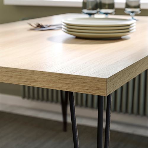 IKEA - SKALSTA, mutfak masası takımı, meşe görünümlü-siyah/gri, 4 sandalyeli