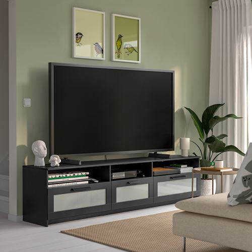 IKEA - BRIMNES, tv bench, black, 216x41x54 cm