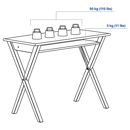 IKEA - BOLLPOJKE, çalışma masası, çam-beyaz, 90x55 cm