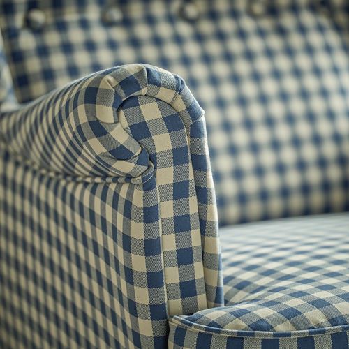IKEA - STRANDMON, armchair, Sulviken blue-beige