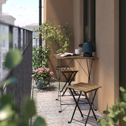 IKEA - TARNÖ, foldable table and foldable stool set, black-brown