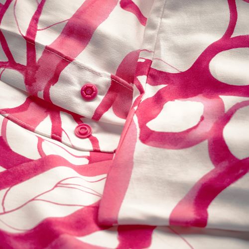 IKEA - HARLIR, çift kişilik nevresim seti, beyaz-pembe, 240x220/50x60 cm