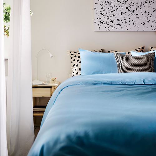 IKEA - PILTANDVINGE, double quilt cover and 2 pillowcases, light blue, 240x220/50x60 cm