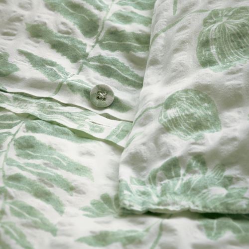 IKEA - NALBJÖRNBAR, double quilt cover and 2 pillowcases, white/grey/green, 240x220/50x60 cm