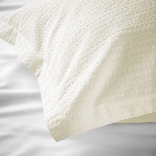 IKEA - LUKTVICKER, double quilt cover and 2 pillowcases, white, 240x220/50x60 cm