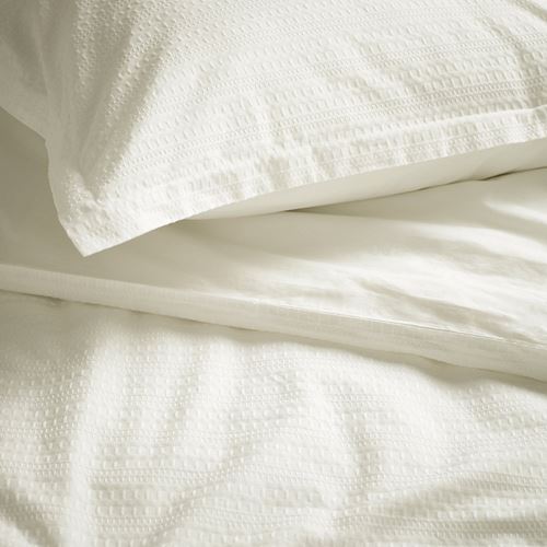 IKEA - LUKTVICKER, double quilt cover and 2 pillowcases, white, 240x220/50x60 cm