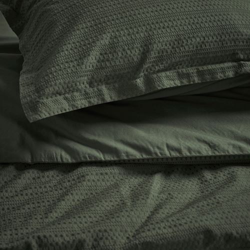 IKEA - LUKTVICKER, çift kişilik nevresim seti, koyu yeşil, 240x220/50x60 cm