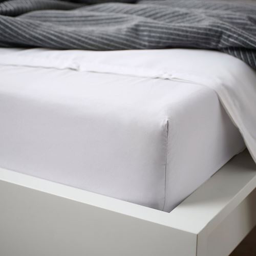 IKEA - BARGLIM, fitted sheet, white, 90x200 cm