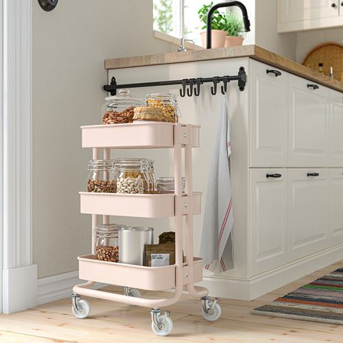 IKEA - RASKOG, trolley, pink, 28x38x61 cm