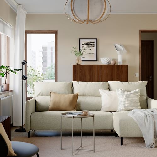 IKEA - MANNARP, 3-seat sofa with chaise longue, Gunnared beige