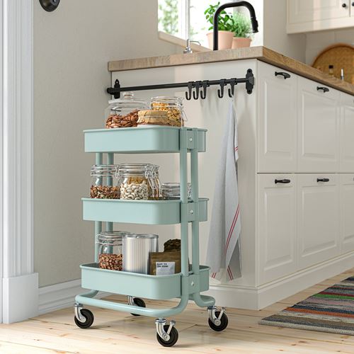 IKEA - RASKOG, trolley, light turquoise, 28x38x61 cm