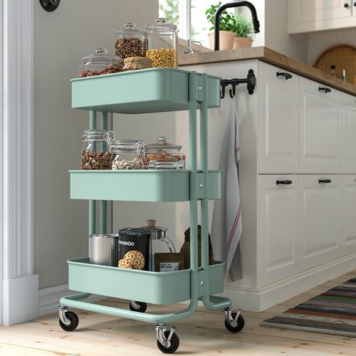 IKEA - RASKOG, trolley, light turquoise, 35x45x77 cm