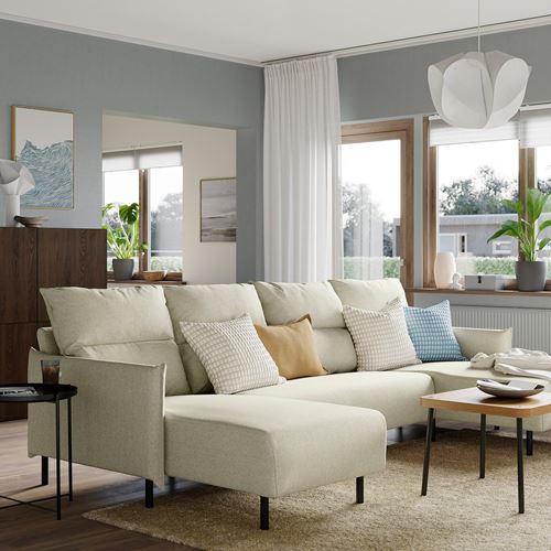 IKEA - MANNARP, 5-seat sofa with chaise longue, Gunnared beige