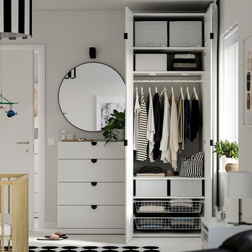 IKEA - STUK, box with compartments, white/black, 32x51x18 cm