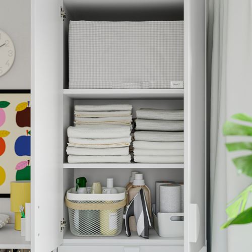 IKEA - STUK, closed storage box, white/black, 34x51x28 cm