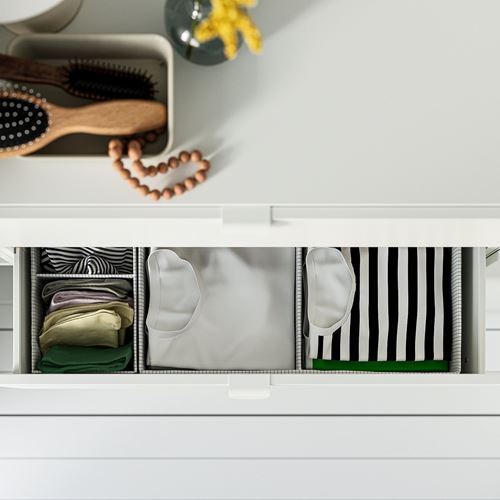 IKEA - STUK, box with compartments, white/black, 32x51x10 cm