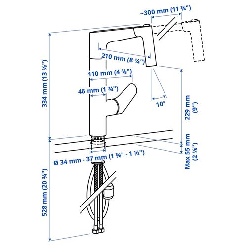 IKEA - MAJSJÖN, eviye bataryası, metal rengi, 33,4 cm