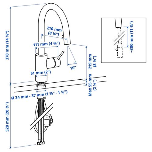 IKEA - SALLSJÖN, eviye bataryası, metal rengi