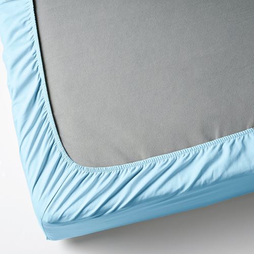 IKEA - DVALA, fitted sheet, light blue, 80x200 cm