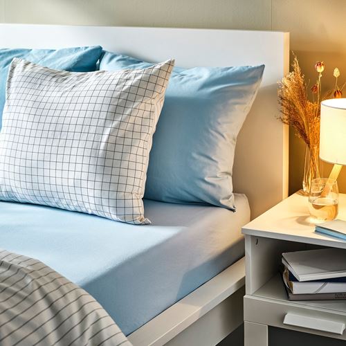 IKEA - DVALA, fitted sheet, light blue, 80x200 cm