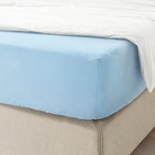 IKEA - DVALA, fitted sheet, light blue, 80x200 cm