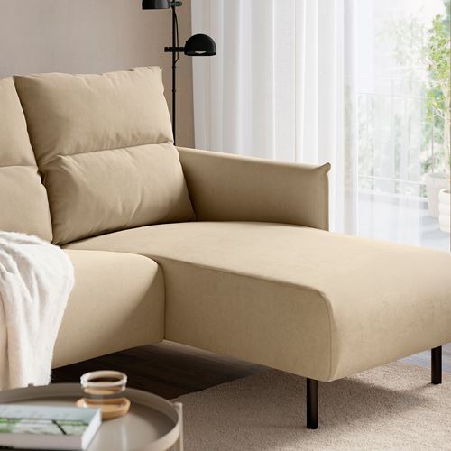 IKEA - MANNARP, uzanma koltuklu 3'lü kanepe, saxemara gri-bej