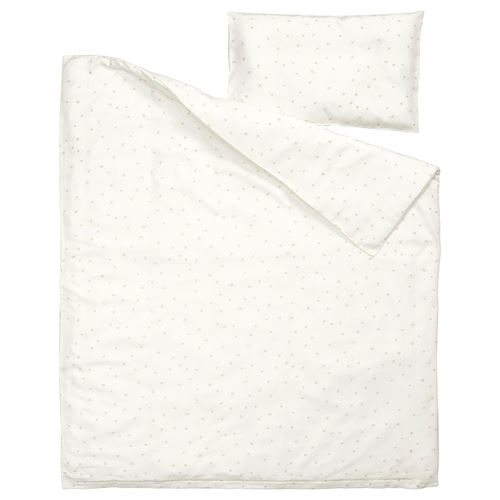 IKEA - LEN, quilt cover/pillowcase for cot, white-beige, 110x125/35x55 cm