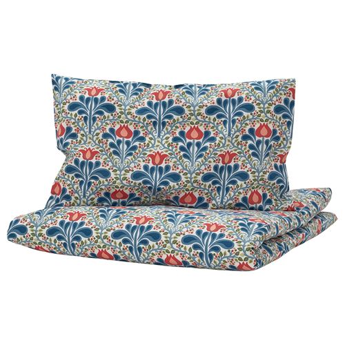 IKEA - SATERVIDE, bebek nevresim takımı, beyaz-mavi, 110x125/35x55 cm