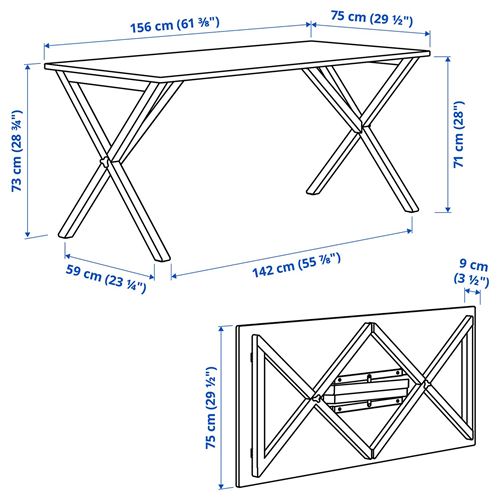 IKEA - IKEA PS 2026, katlanır mutfak masası, çam-şeffaf lake, 4 kişilik