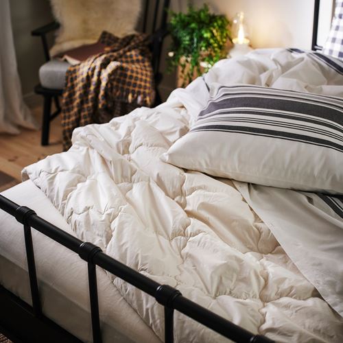 IKEA - JATTEFRAKEN, çift kişilik nevresim seti, beyaz-koyu gri, 240x220/50x60 cm