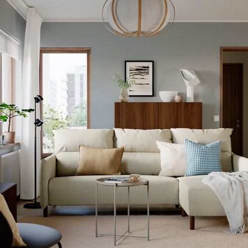 IKEA - MANNARP, 3-seat sofa with chaise longue, Gunnared beige