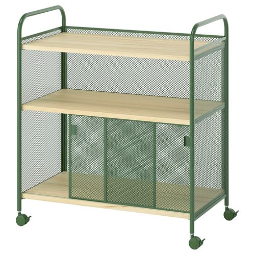 IKEA - NALMAKARE, serving tables with wheels, dark green-metal, 79x44x88 cm