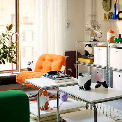 IKEA - GREJSIMOJS, kapaklı kutu, turuncu-beyaz, 15x24 cm