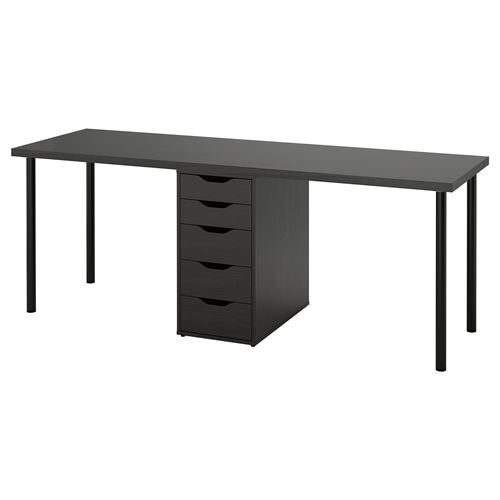 IKEA - LAGKAPTEN/ALEX, desk, black-brown/black, 200x60 cm
