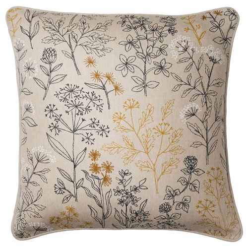 IKEA - HALLONBUSKE, cushion cover, unbleached-floral pattern, 48x48 cm