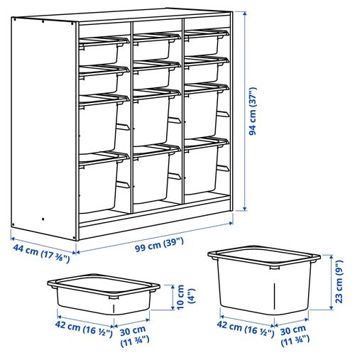 IKEA - TROFAST, storage-unit, white-light blue, 99x44x94 cm