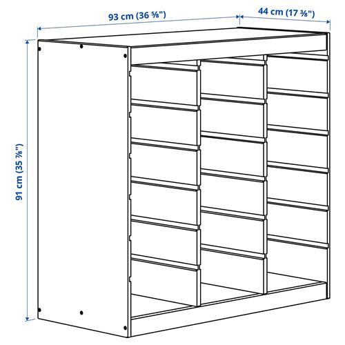 IKEA - TROFAST, saklama ünitesi iskeleti, açık beyaz vernikli çam, 93x44x91 cm