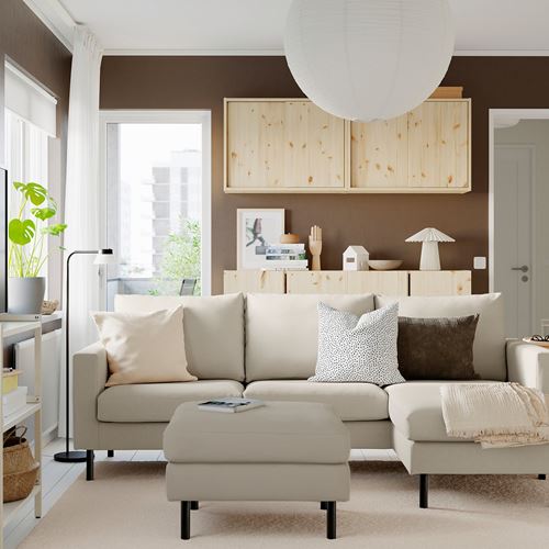 IKEA - SALTSJÖBADEN, 3-seat sofa with chaise longue, fridtuna light beige